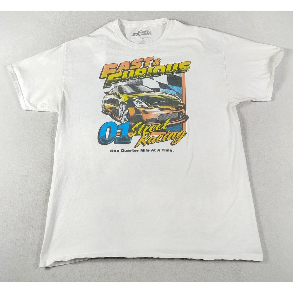 Fast & Furious Shirt Mens XL White 01 Street Racing Movie Tee Paul Walker Cars